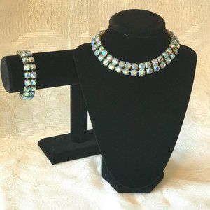 Aurora Borealis Rhinestone Choker/Necklace and Bracelet